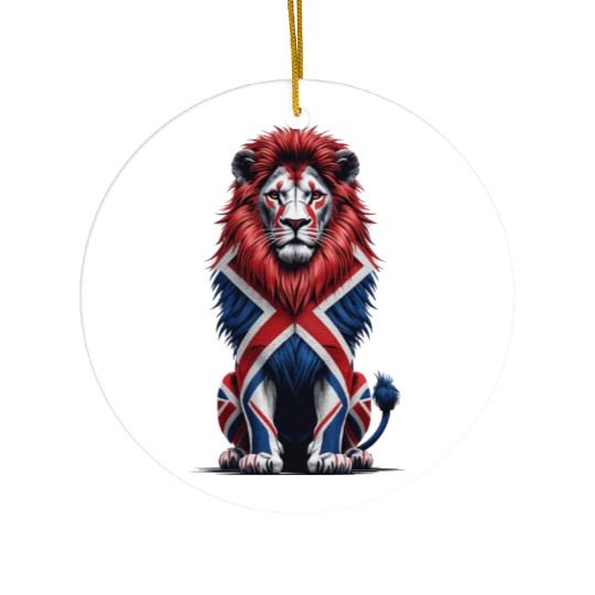 Regal Lion with Union Jack Mane Ceramic Ornaments