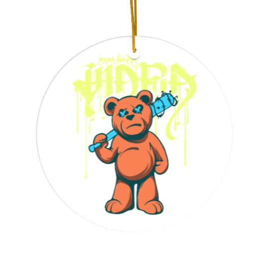 Urban Graffiti Teddy Bear Illustration Ceramic Ornaments
