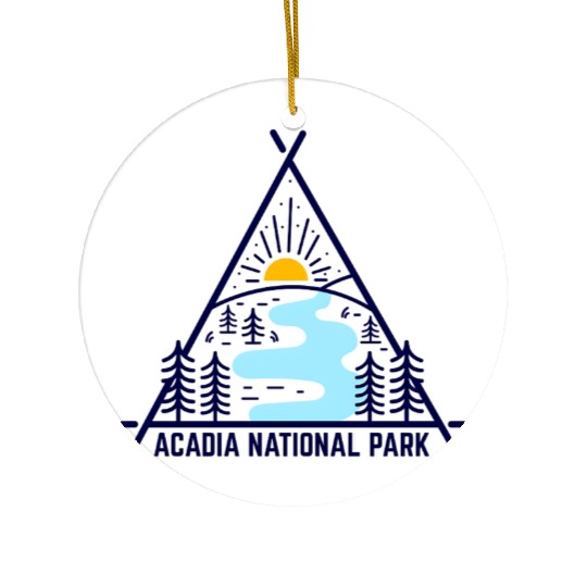 Acadia National Park Camping Scene Ceramic Ornaments