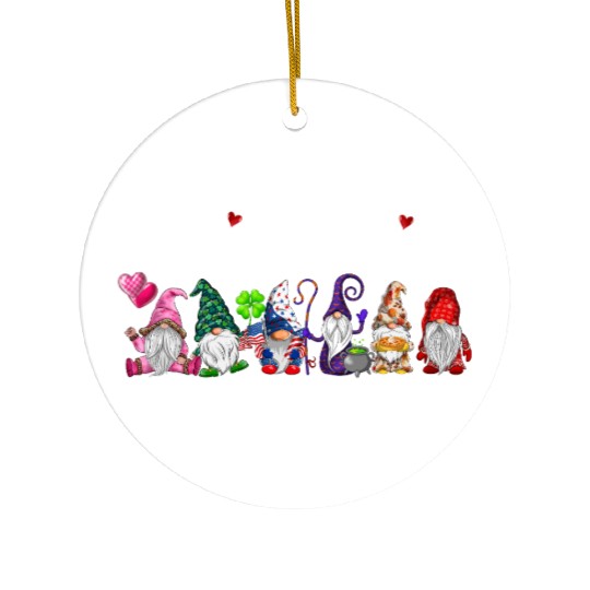 Happy Everything Gnomes Every Seasons All Year Ceramic Ornaments