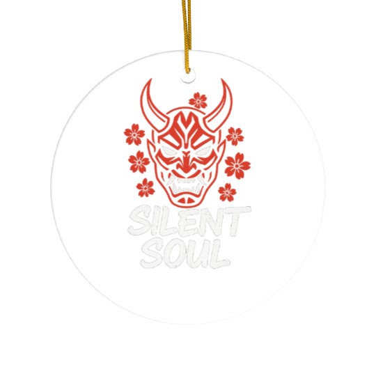 Demon Mask Cherry Blossom Design Ceramic Ornaments