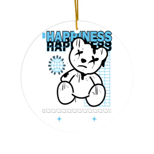Urban Graffiti Teddy Bear Design Ceramic Ornaments