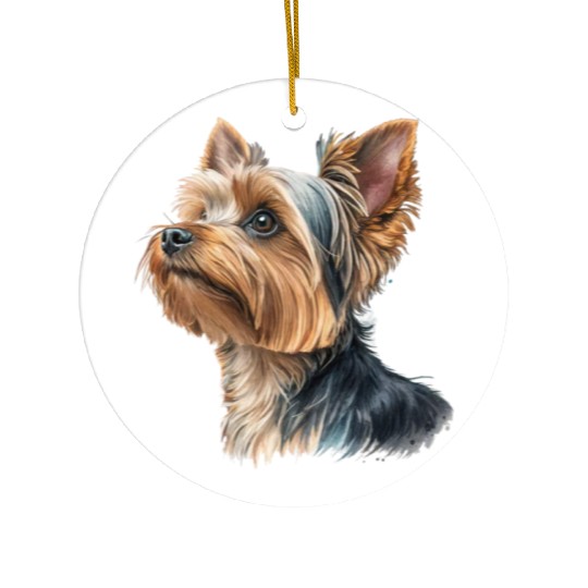 Realistic Yorkshire Terrier Portrait Ceramic Ornaments