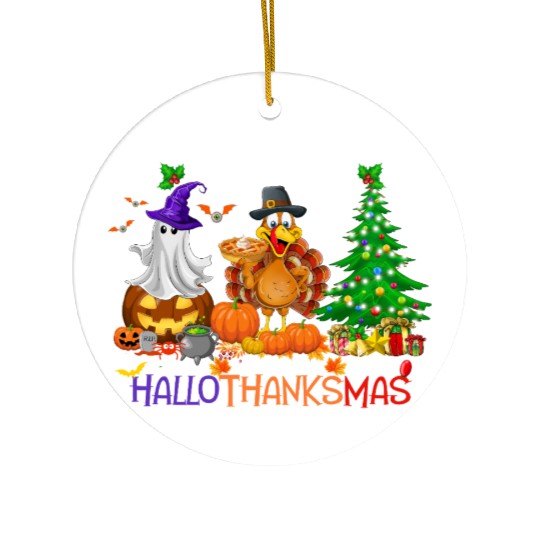 Retro Happy HalloThanksMas  Ceramic Ornaments