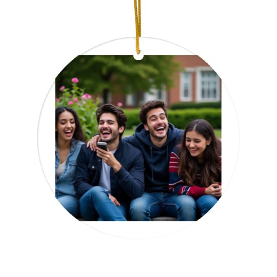 Joyful Group Friendship Illustration Ceramic Ornaments