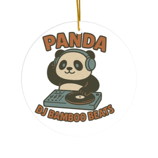 Panda DJ Bamboo Beats Illustration Ceramic Ornaments
