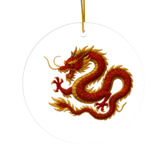 Elegant Red and Gold Dragon Design Ceramic Ornaments