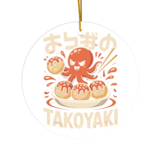Octopus Serving Takoyaki Illustration Ceramic Ornaments