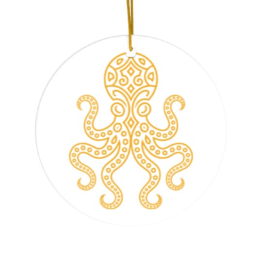 Elegant Mandala Octopus Illustration Ceramic Ornaments