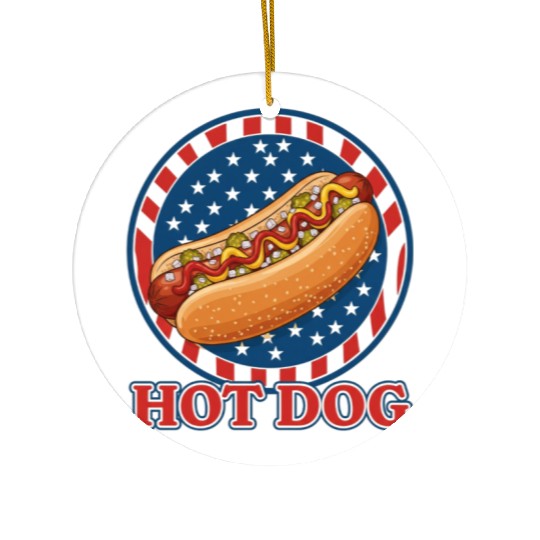 Hotdog America Ceramic Ornaments