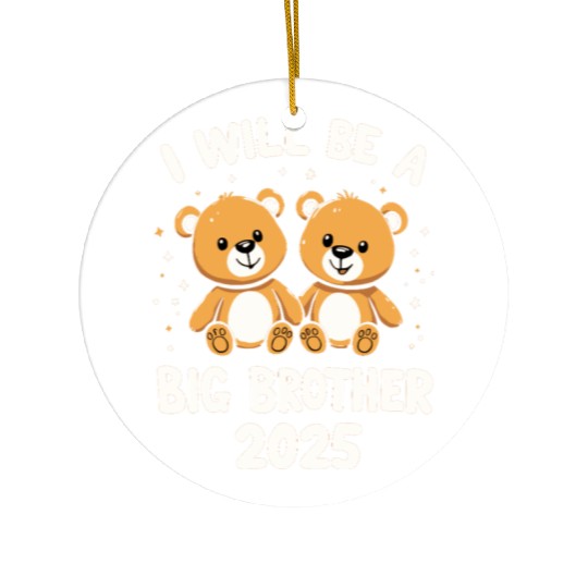 Teddy Bear Big Bro 2025 Ceramic Ornaments | Pregnancy Announceme