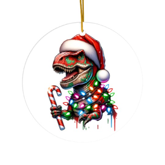 Festive Dinosaur Christmas Trolls Ceramic Ornaments