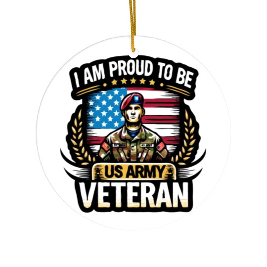 Proud US Army Vet Emblem Ceramic Ornaments
