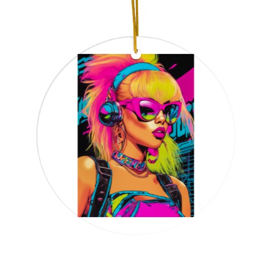 Cyberpunk Diva Ceramic Ornaments