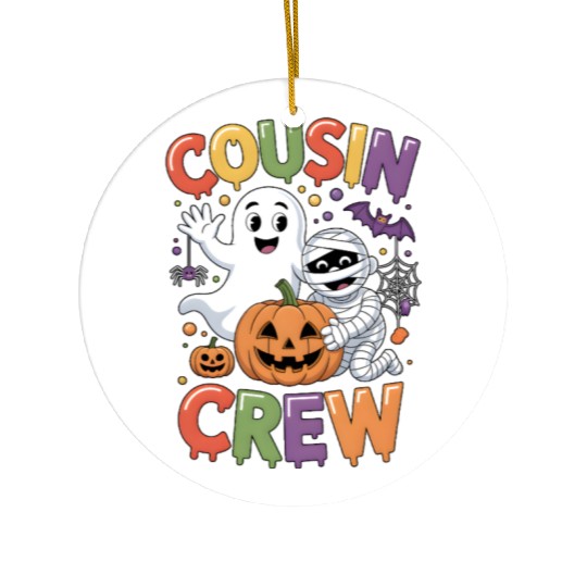 Halloween Cousin Crew with Cute Mummy and Ghost Ceramic Ornaments