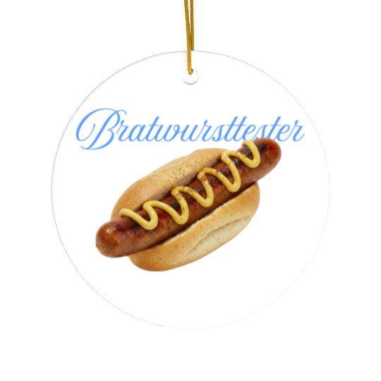 Hot Dog with Mustard Illustration Ceramic Ornaments