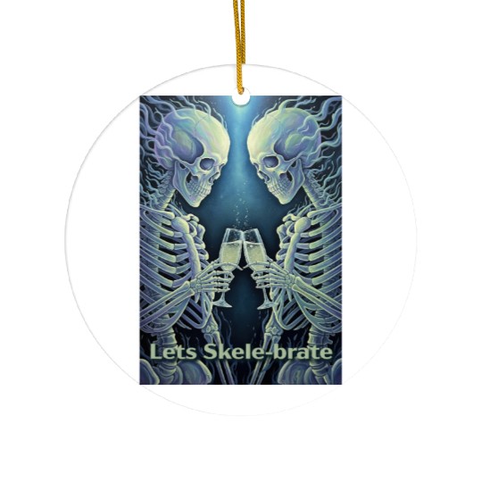 Celestial Skeleton Toasting Champagne Ceramic Ornaments