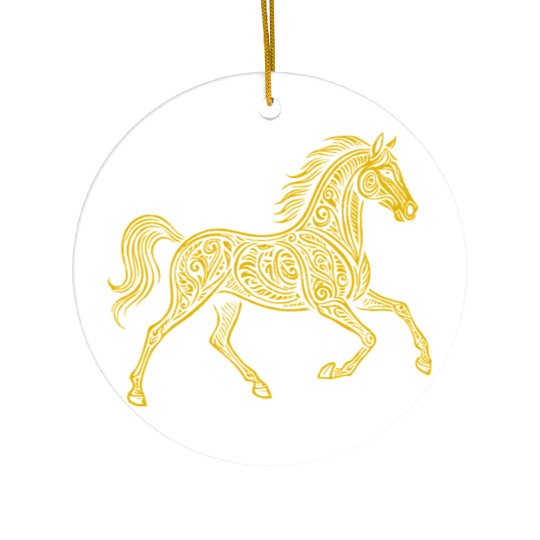 Ornate Gold Celtic Horse Design Ceramic Ornaments