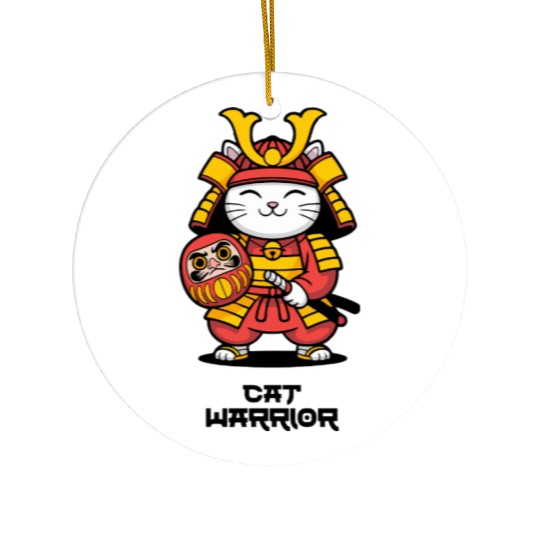 Kawaii Samurai Cat with Daruma Doll – Japanese  Ceramic Ornaments