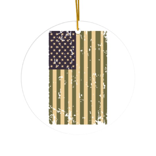 Camouflage US Flag Ceramic Ornaments