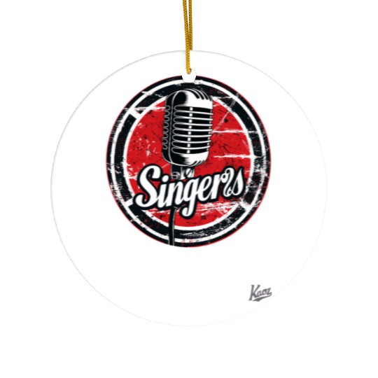 Vintage Microphone Singers Emblem Ceramic Ornaments