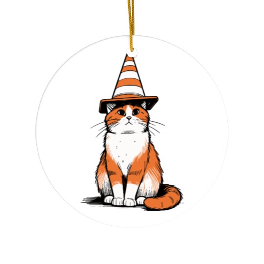Traffic Cone Cat Ceramic Ornaments