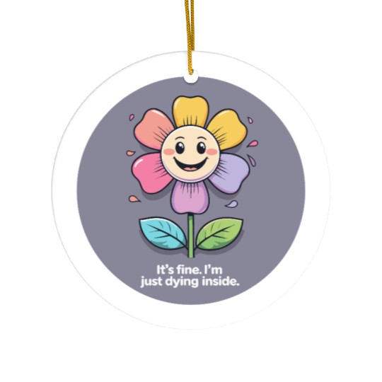 Whimsical Sad Flower with Funny Quote Ceramic Ornaments