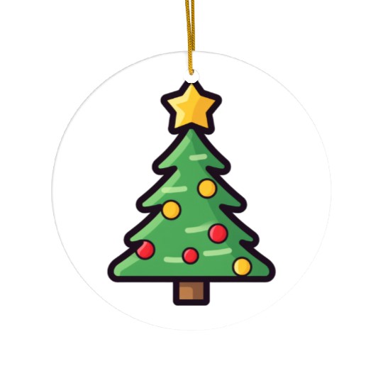 Festive Christmas Tree with Colorful Ornaments Ceramic Ornaments