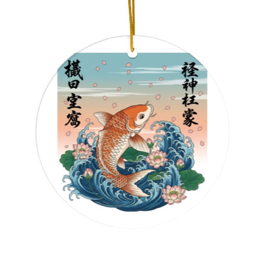Koi Fish and Lotus Harmony Design Ceramic Ornaments