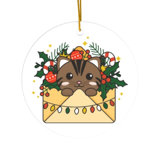 Cat Christmas Letter Winter Animals Cats Ceramic Ornaments