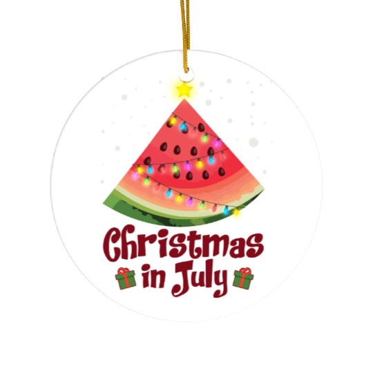 Christmas in July Watermelon Tree Funny Ceramic Ornaments