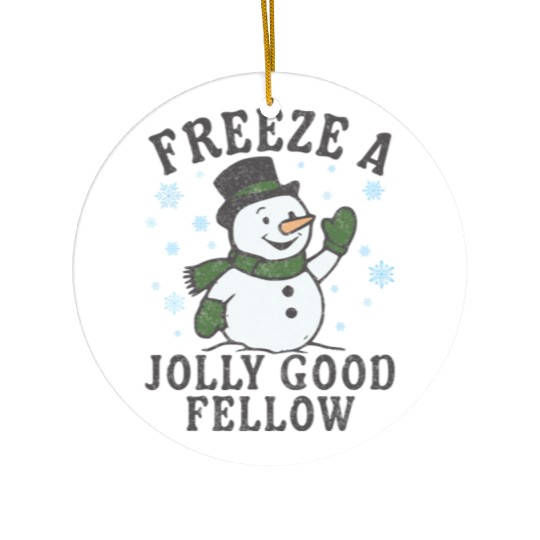 Frosty Snowman Jolly Greeting Design Ceramic Ornaments