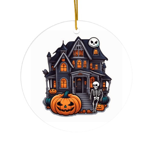Haunted House Halloween Design Ceramic Ornaments