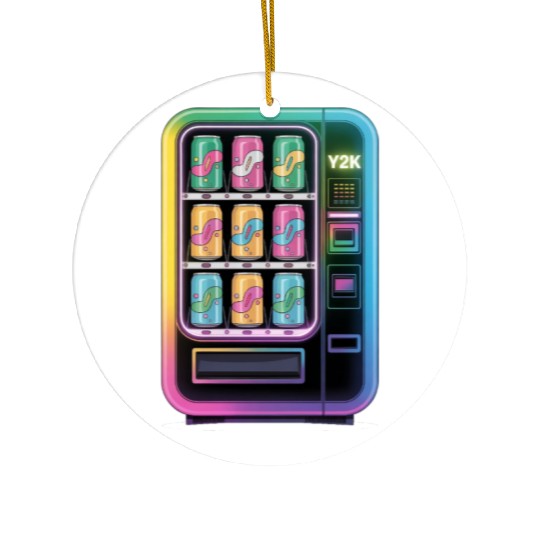 Y2K Cyber Vending Machine with Iridescent Drinks Ceramic Ornaments