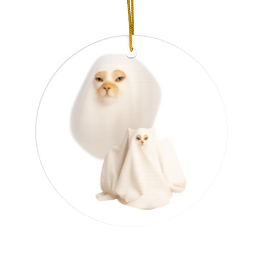 ghost cat meme funny halloween Ceramic Ornaments