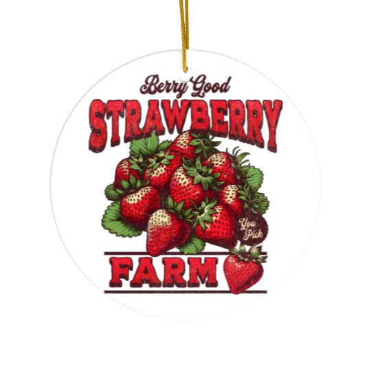 Strawberry Farm Vintage Illustration Ceramic Ornaments