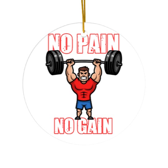 No Pain No Gain Barbell Ceramic Ornaments