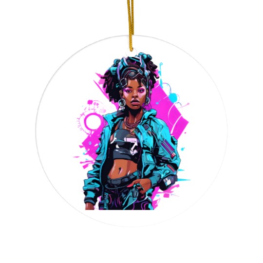 Cyberpunk Girl with Dreadlocks Ceramic Ornaments