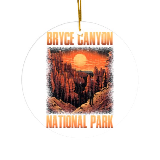 Bryce Canyon National Park Sunset Illustration Ceramic Ornaments