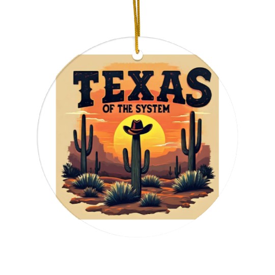 Texas Sunset Cactus Illustration Ceramic Ornaments