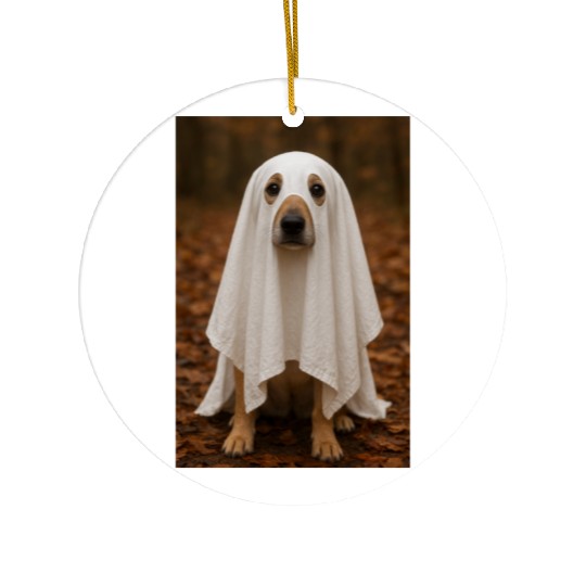 Autumn Forest Ghost Dog Tapestry Ceramic Ornaments