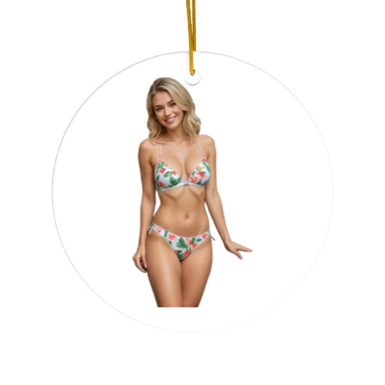 Tropical Floral Patterned Swimwear Ceramic Ornaments