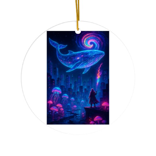 cosmic-city-dreams-galactic-whale-nightscape Ceramic Ornaments
