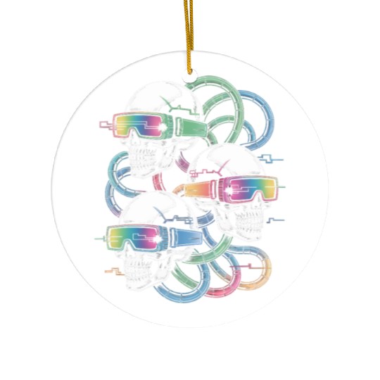 VR Skeleton Head Circuit Vision Streetwear Ceramic Ornaments