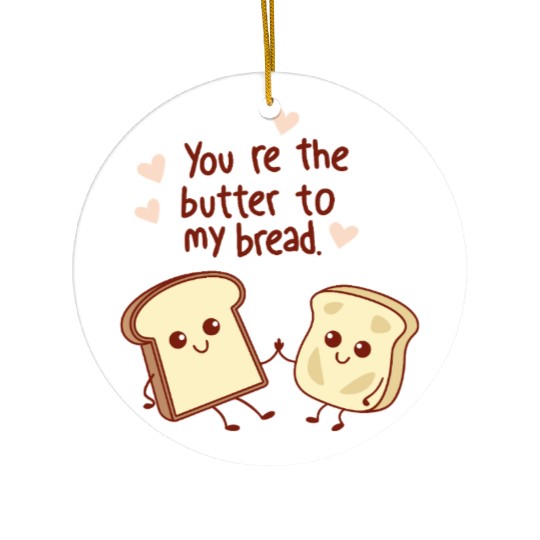 Cute Bread and Butter Kawaii Valentine Design Ceramic Ornaments