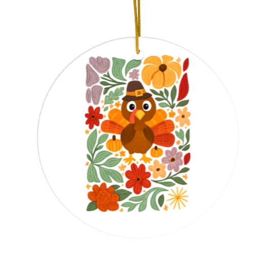 Festive Harvest Thanksgiving Turkey Ceramic Ornaments