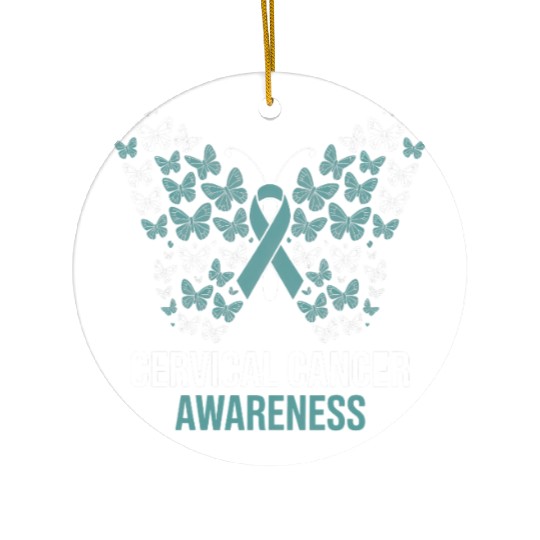 Cervical Cancer Awareness Butterfly Design Ceramic Ornaments