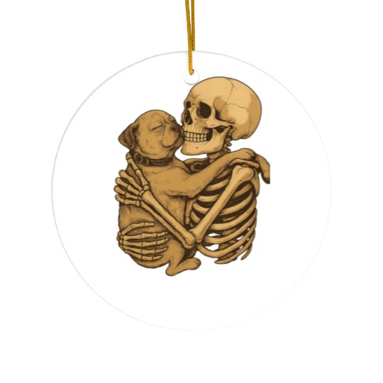 Skeleton Hugging Dog , a puppy’s love Ceramic Ornaments