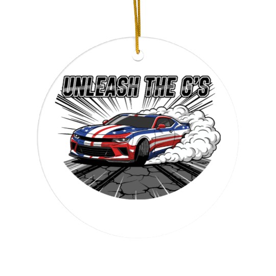 Patriotic American Muscle Car Ceramic Ornaments