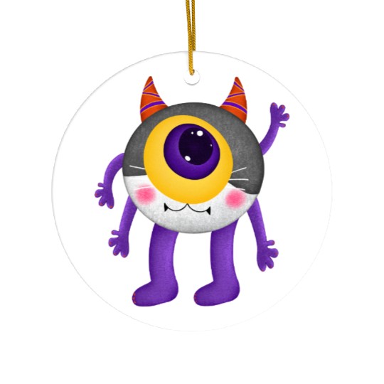 Cute Monster with Single Eye and Horns Ceramic Ornaments